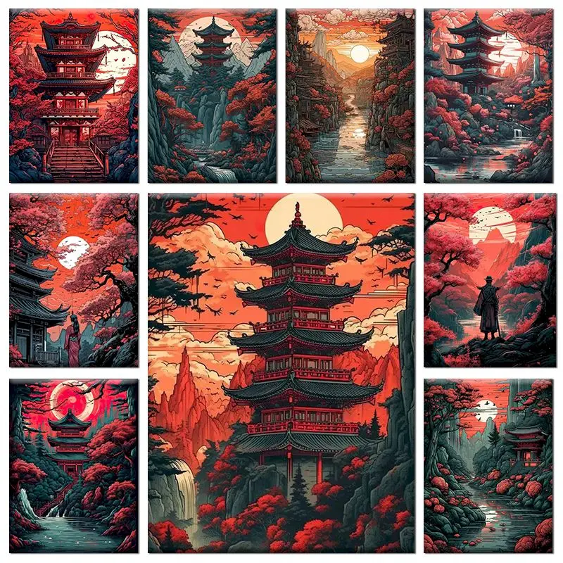 

GATYZTORY Picture By Numbers Paints Temple Color By Number Paint Canvas Painting Wall Art Handicraft Supplies Diy Gift Set