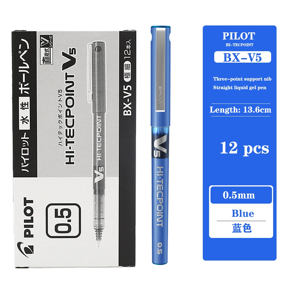 12 Stks/doos Pilot Gel Pen BX-V5 Rechte Vloeibare Balpen 0.5Mm Grote Capaciteit Kleur Spuit Pen Schoolbenodigdheden Briefpapier