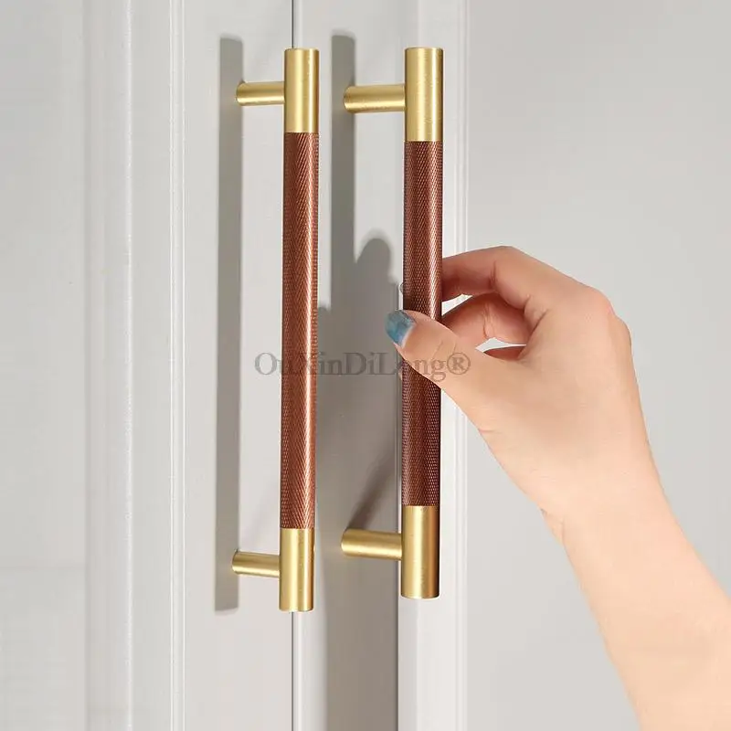Brand New 4PCS Solid Brass+Space Aluminum European Furniture Handles Drawer Pulls Cupboard Wardrobe Closet TV Cabinet Pulls Pens