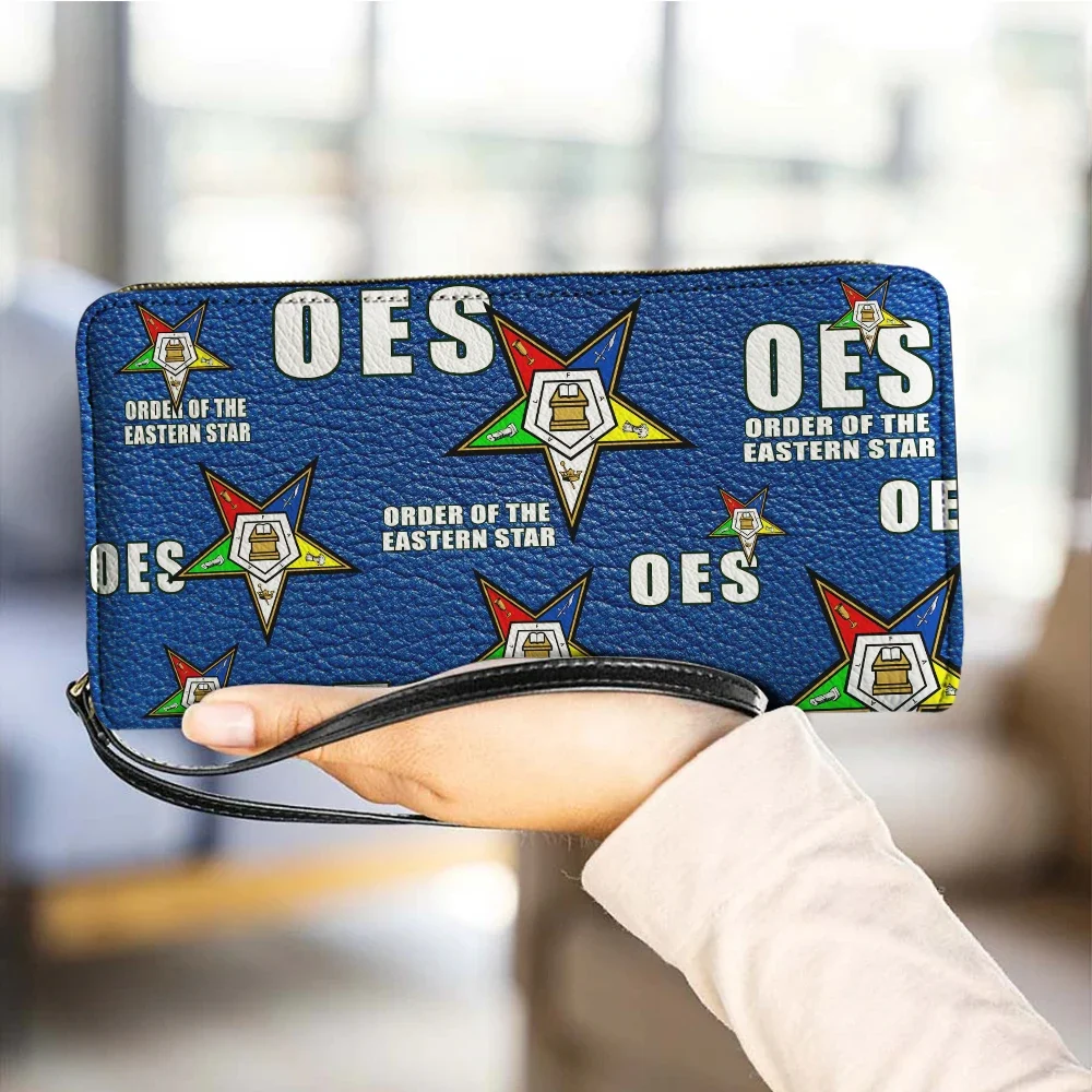 

OES Sistars Order Of Eastern Long Wallets for Women Personalized Design Sorority Gifts Hand Strap Purse PU Leather Money Bags