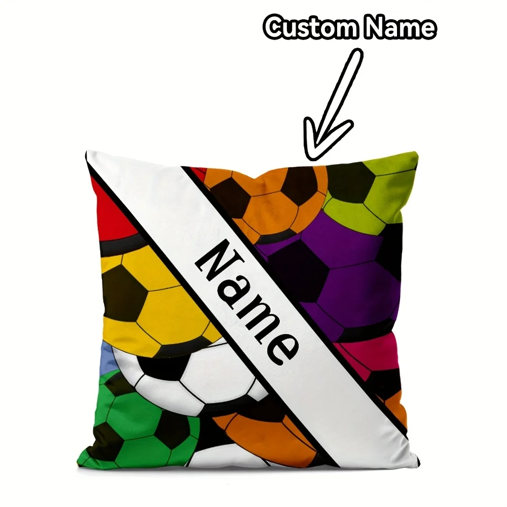 Customize 1 Custom Name Pillowcase, Football Theme, Soft and Comfortable, Birthday Gift, Christmas Gift, Gift for Family and Fri