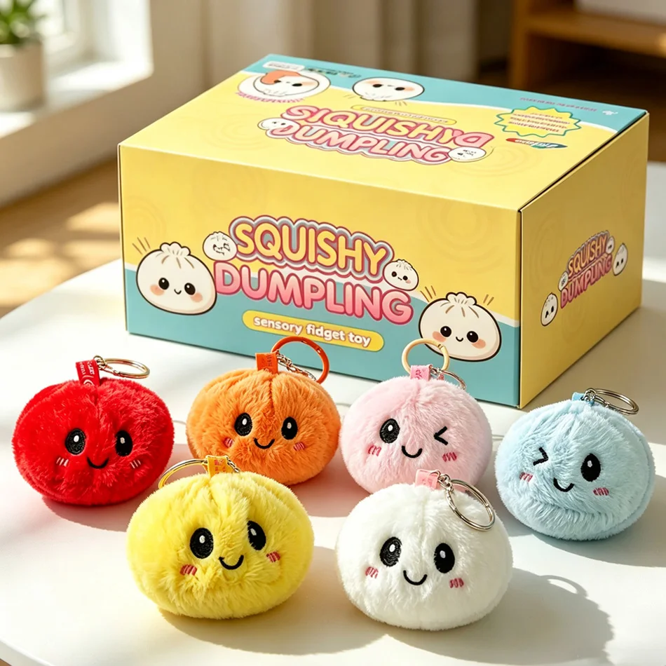 

2026 New Cute Steamed Bun Pendant Doll Bun Shaped Keychain Colourful Bag blind box Pendant Simple Daily Birthday Gift