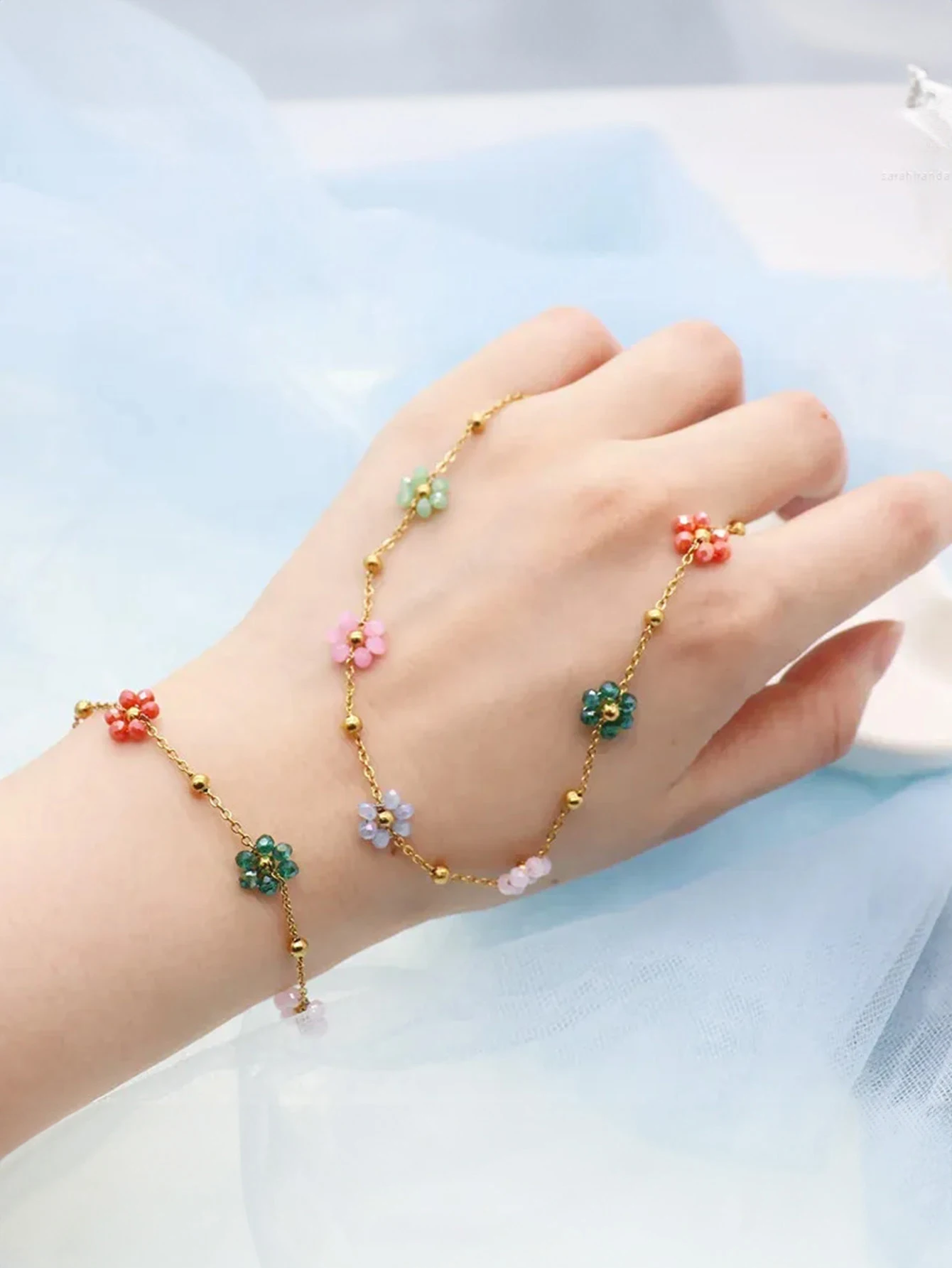 2024 New Colorful Daisy Flower Necklace Bracelet for Women Girl Fashion Clavicle Chain Non-fading Jewelry Gift