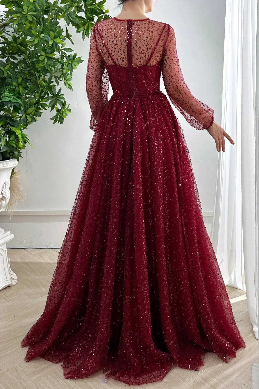 Jessica Claret Wedding Dress Luxury Sequined Long Sleeves Elegant Prom Dresses Tulle A-Shape Formal Occasions Vestidos De Fiesta