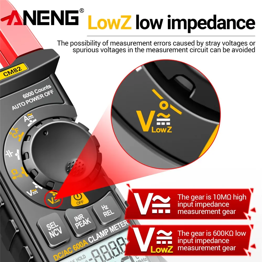 ANENG CM82 Digital clamp meter T-RMS Ammeter Voltage Car Amp Hz Capacitance NCV Ohm Test multimeter digital profesional tester