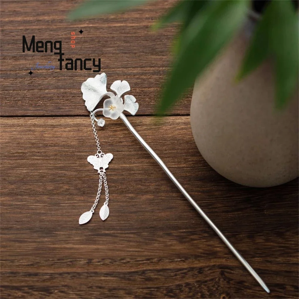 

New Chinese National Style Ginkgo Biloba Hairpin Female Coiffure Tassel Step Hanfu Hair Accessories Exquisite Fashion Jewelry