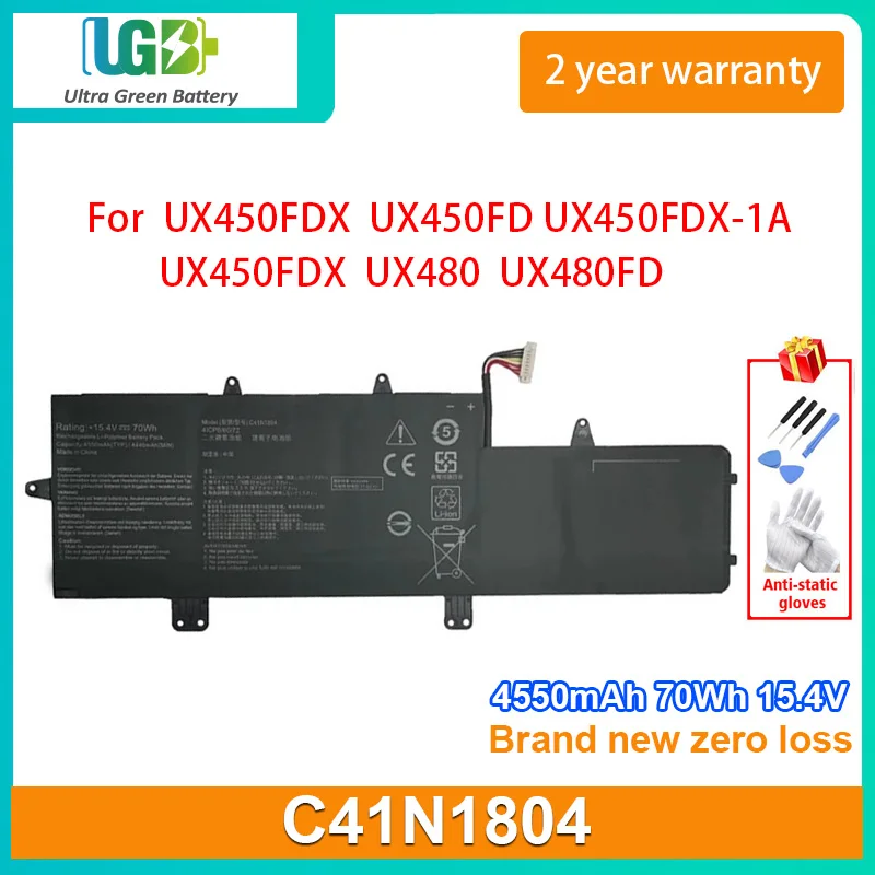 

UGB New C41N1804 Laptop Battery For ASUS ZenBook Pro 14 UX450FDX UX450FD UX450FDX-1A UX450FDX UX480 UX480FD 0B200-02980100