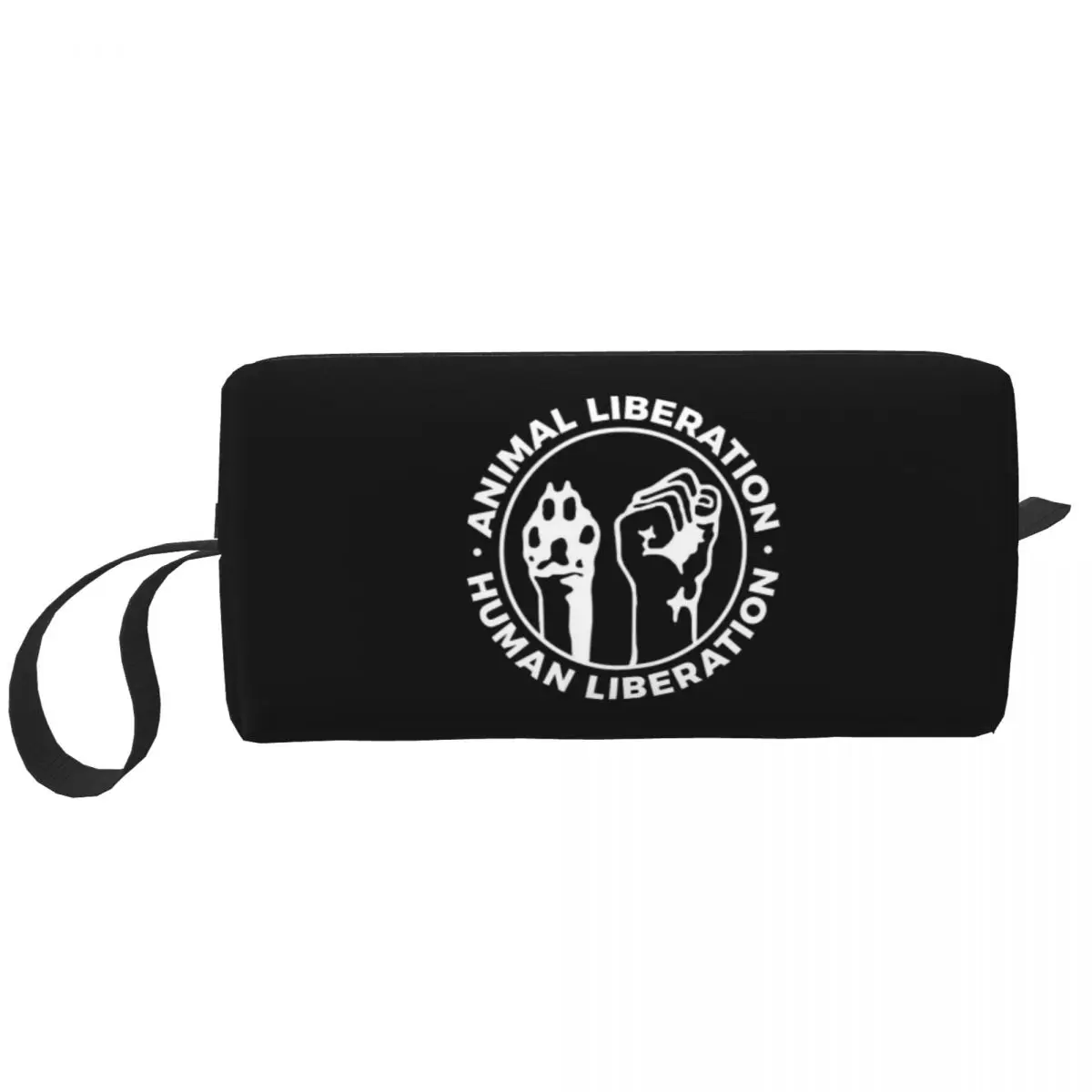 Bolsa de cosméticos con logotipo de liberación Animal para mujer, bolsas de maquillaje, bolsa de aseo diaria de viaje vegana, bolsa de almacenamiento organizadora