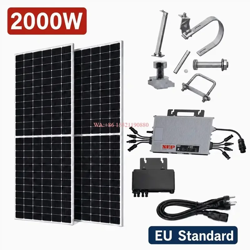 WMWMNU for 2000W Balcony Solar System Kit on Grid Microinverter PV Panel Plug and Play Residential Solar Power Kit