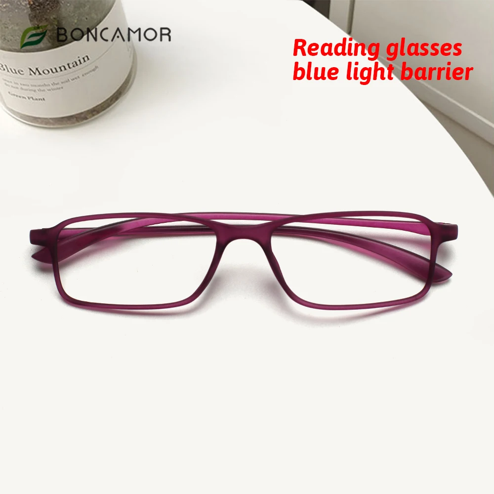 

Boncamor Rectangular Metal Frame Reading Glasses For Women Lightweight Blue Light Blocking Men Computer Games Reader Diopter