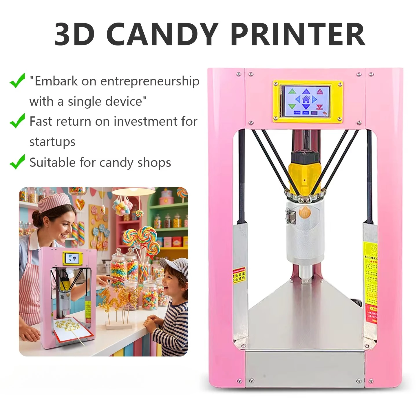 3d Printer Chocolate Printer 3d 150A Pink Mini Portable Entry Level 3D Food Printer for Home Use