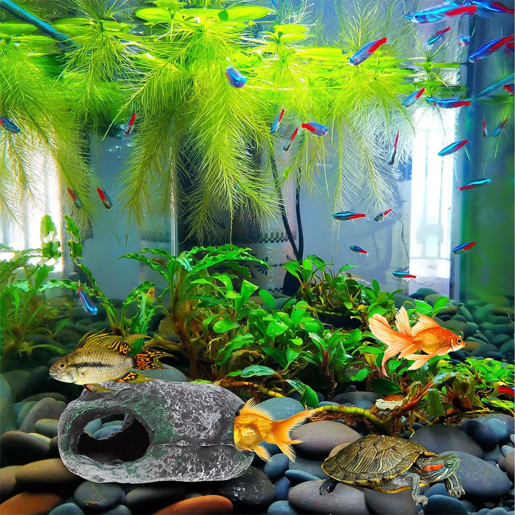 

2pcs Aquarium Stone Turtle Resin Decorative Cave Fish Tank naments Lifelike Design Glass Water Accessories Landscaping
