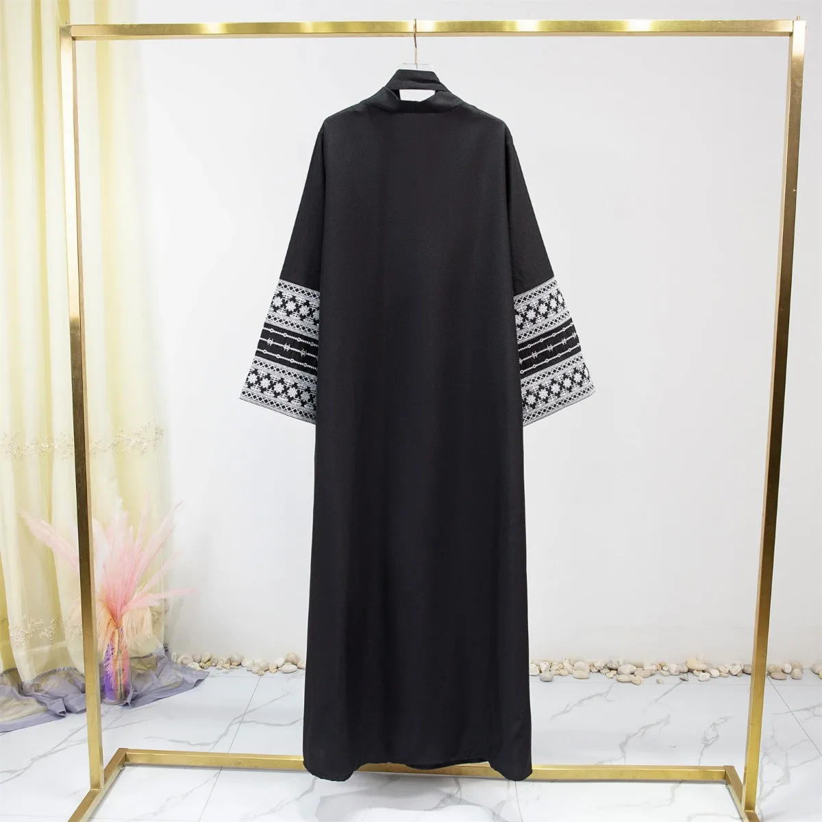 Haftowana sukienka maxi z długim rękawem Abaya, odzież damska, kardigan muzułmański Abayas Out kaftany damskie Jilbabs