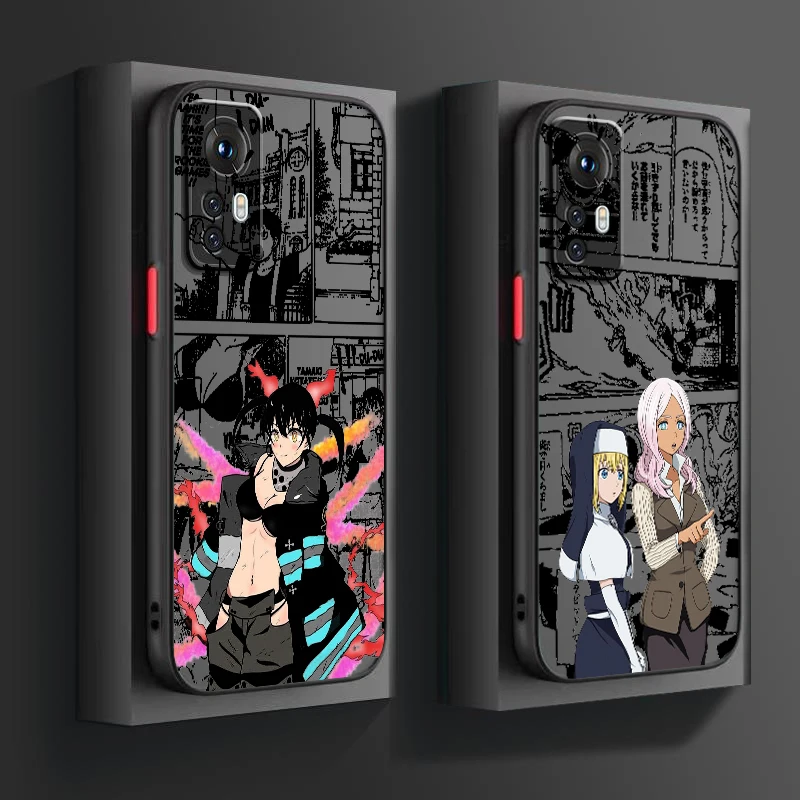 Anime Cartoon Fire Force Frosted Translucent For Xiaomi Mi 13 12 12T 11T 11 11i 10T 10 9T Pro Lite Ultra 5G Matte Phone Case