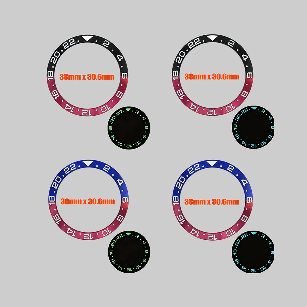 Customized Green Blue Luminous Watch Bezel Insert Fit for SUB SKX007 SRPD Watch Case Aluminium Curved Watch Bezel Ring