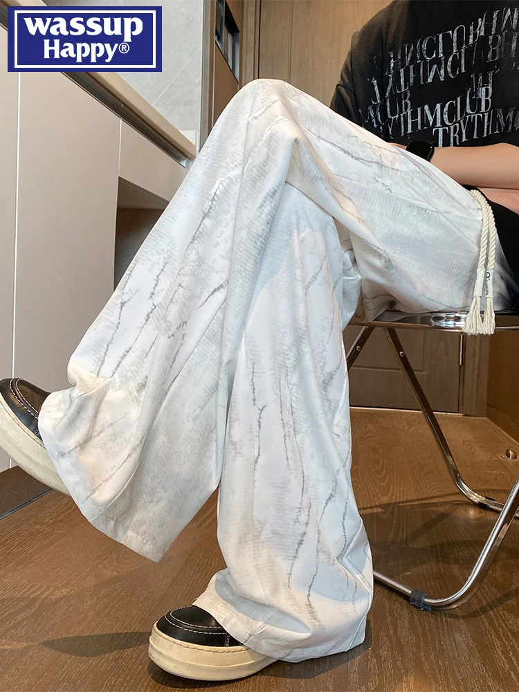 

Wassup Happy Men's New Chinese Sle Straight Leg Pants Qui Dry Sport Loose Wide Leg Long Trousers Casual Faion Autumn