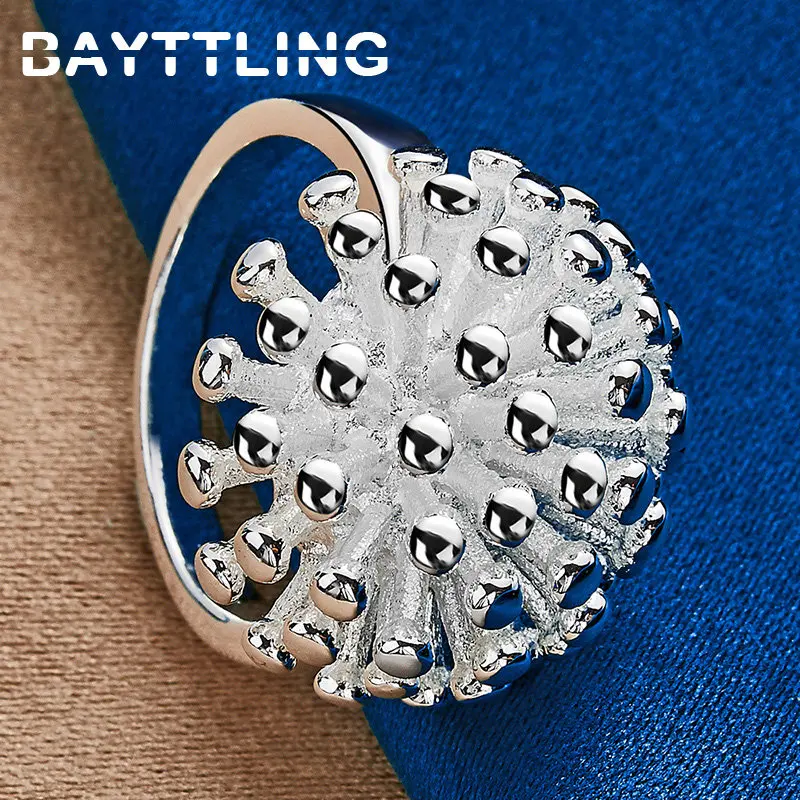 

New 925 Sterling Silver Ring Glossy Luxury 5-10# Fireworks Ring For Women Fashion Wedding Girlfriend Gifts Jewelry Accessories