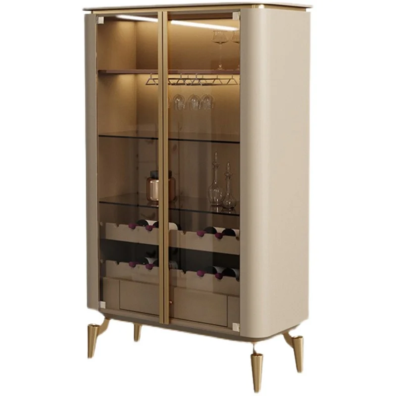 High wine cabinet, living room against the wall, stainless steel glass storage, entryway cabinet, sideboard