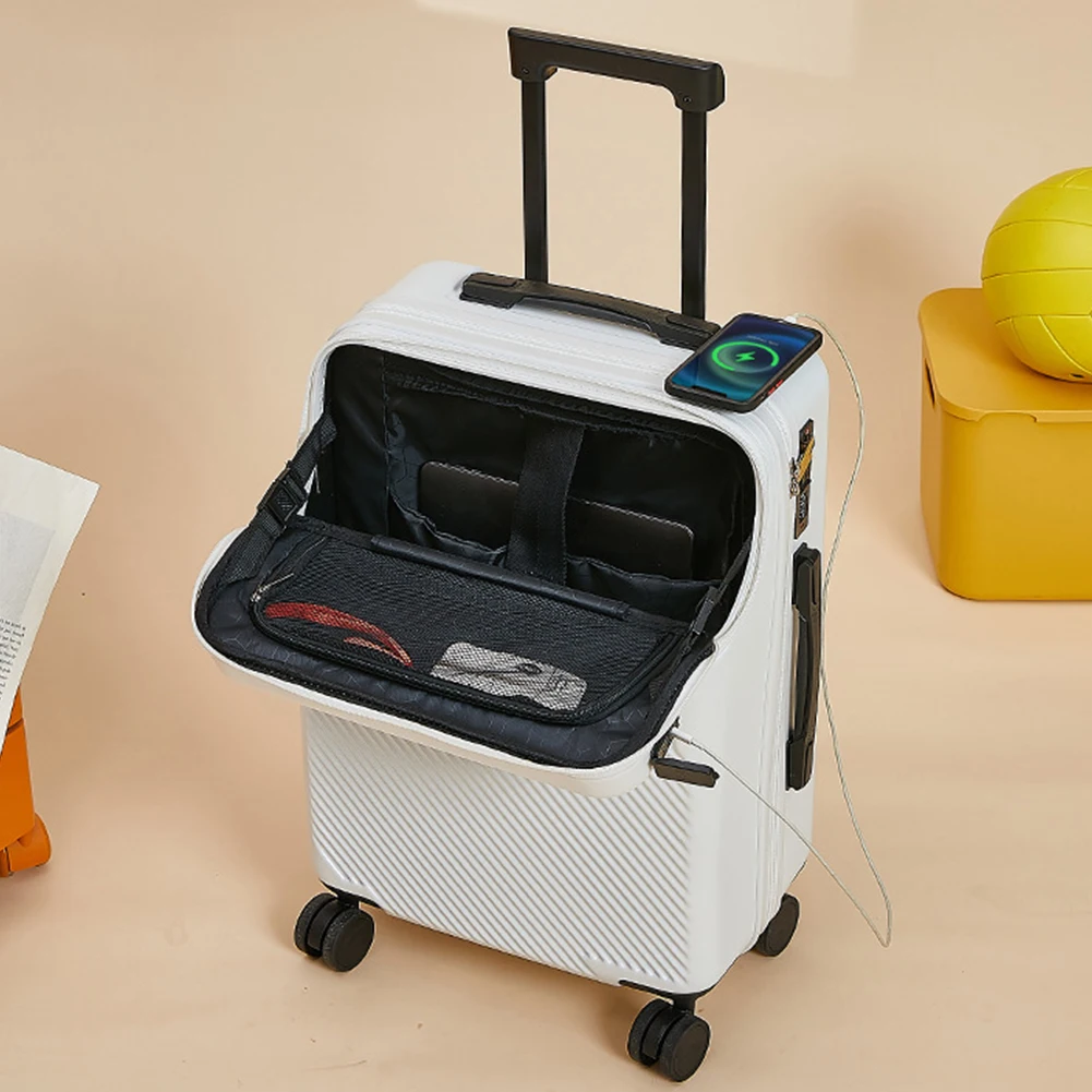Maleta con carrito de 20 pulgadas, maleta con contraseña segura, caja de embarque con Apertura frontal, equipaje rígido expandible para viajes de negocios