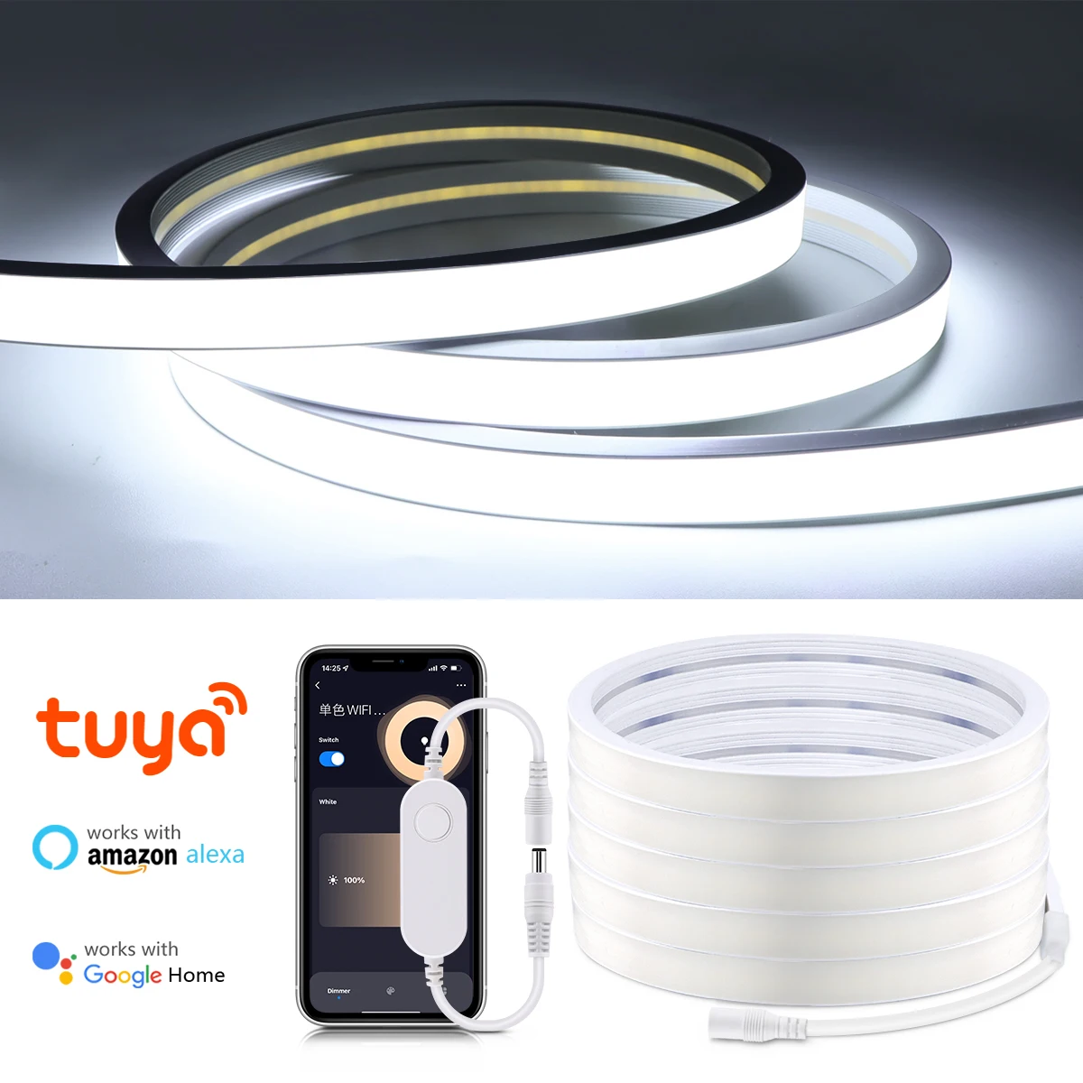 

Tuya Smart WiFi DC24V COB Neon Lights LED Cabinet Kitchen Lamp Waterproof For Closet DIY Decoration Work With Alexa Google Home