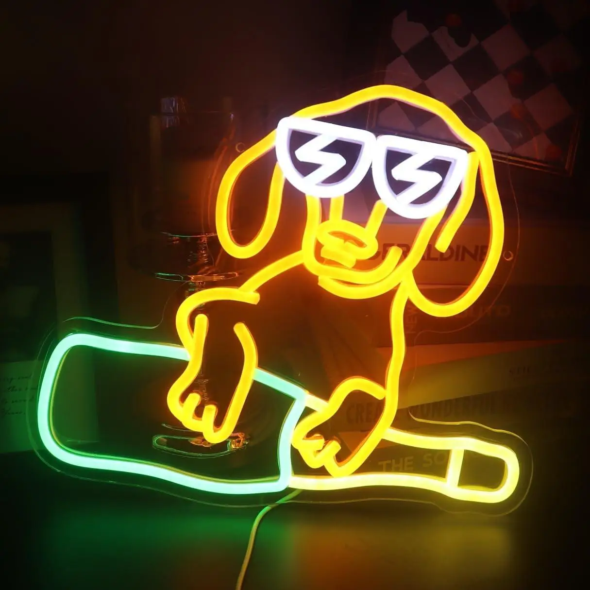 

Dachshund Dog Wine Neon Sign Pet Animal USB Dimmable Neon Lights for Bar Tiki Kid's Room Game Room Wall Art Decor Gift For Kid