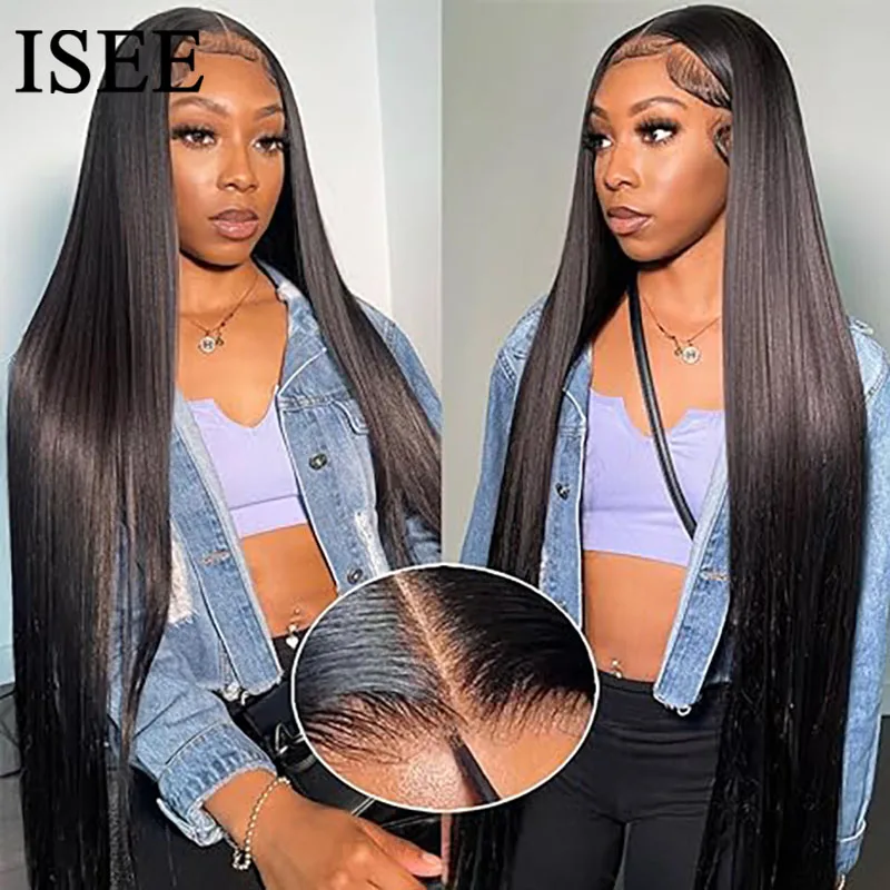 

ISEE Hair Wear Go Straight Lace Front Wigs Pre Cut PrePlucked Lace Frontal Wig 13x4 HD Glueless Wig Human Hair Ready To Wear