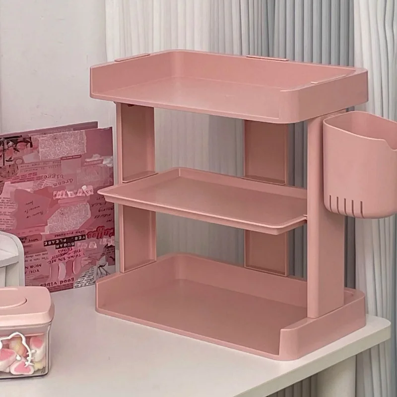 Custom Pink Storage Rack Desktop Multi-layer Cosmetic Office Desk Kitchen Dormitory Ornament Organizer
