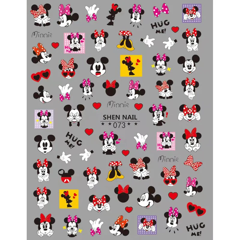 10pcs Disney Brand 3D Adhesive Nail Art Sticker Mickey Minnie Nail Slider Donald Duck Princess nail barbie sticker designer deco