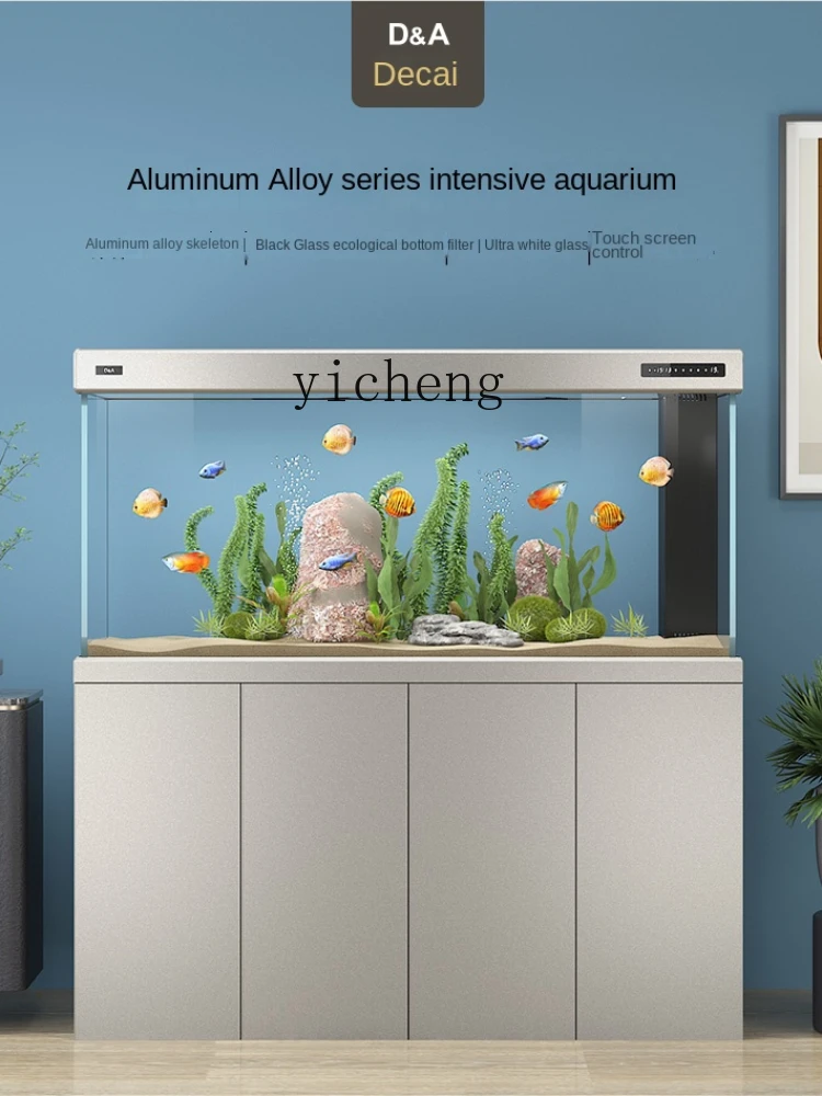 YY Light Luxury Super White Glass Living Room Home Fish Farming Smart Bottom Filter Aquarium