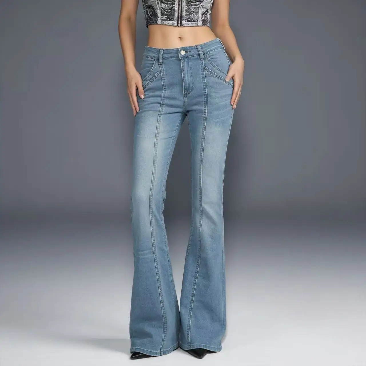 

Y2K Low Rise Jeans Women European American Retro Micro Trumpet Slim Fit