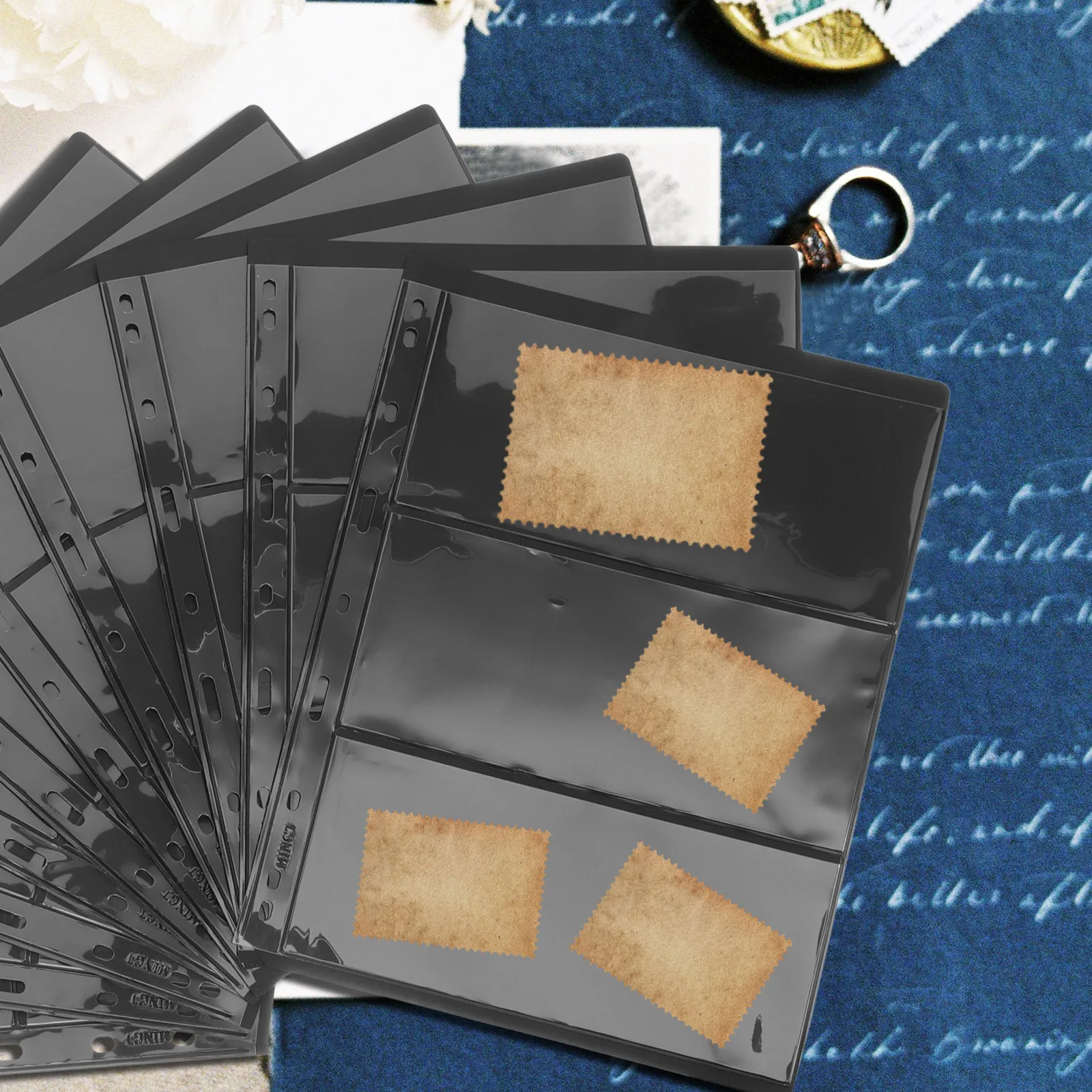 

10 Sheets PVC Album Pages Transparent Inner Durable Lightweight Postcard Loose Leaf Storage Expanding Box File