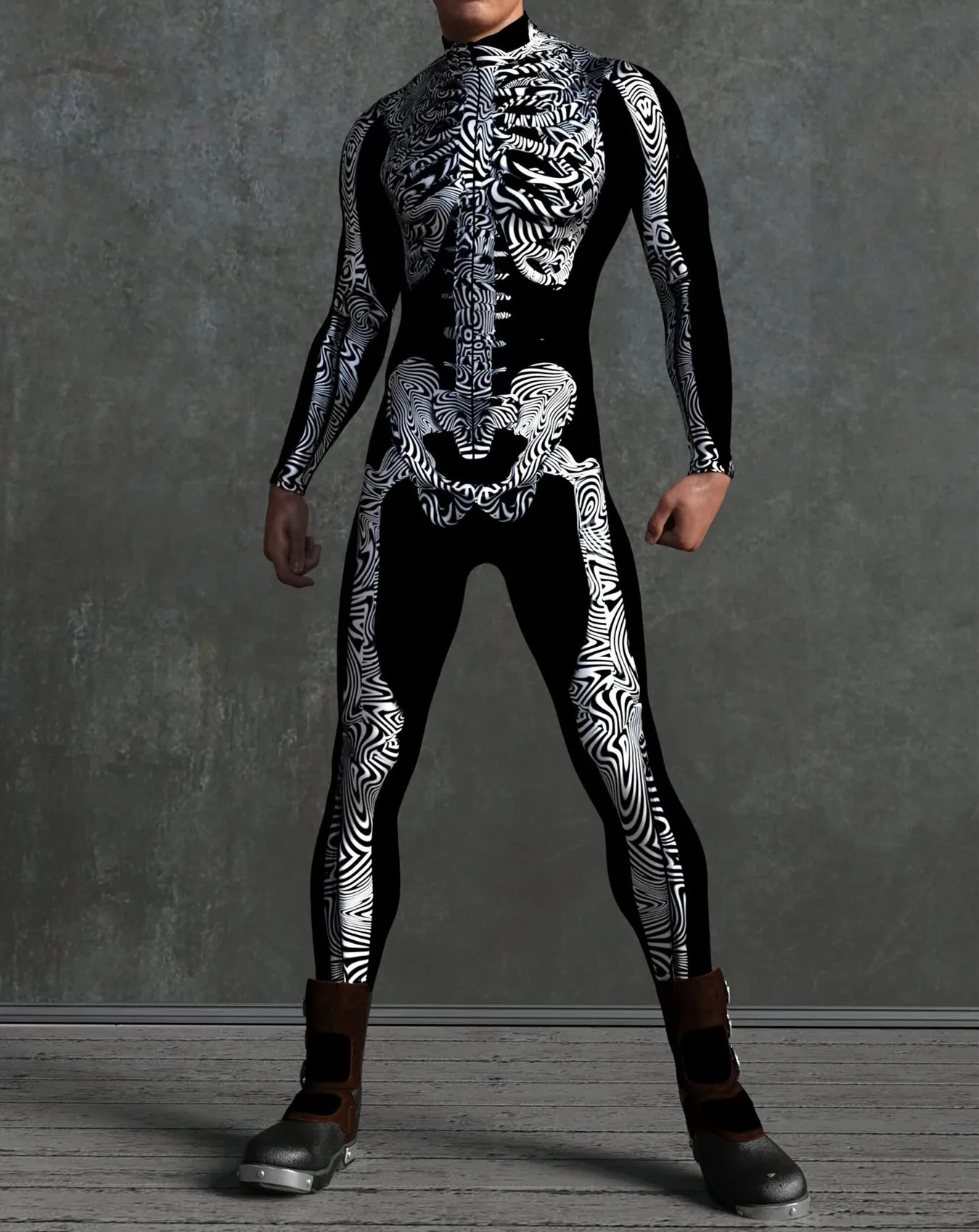 Halloween Skinny Damen Bedruckter Bunter Totenkopf Cosplay Jumpsuit Cyberpunk Zentai Anzug Karnevalsparty Aerial Performance Bodysuits – Detail 21
