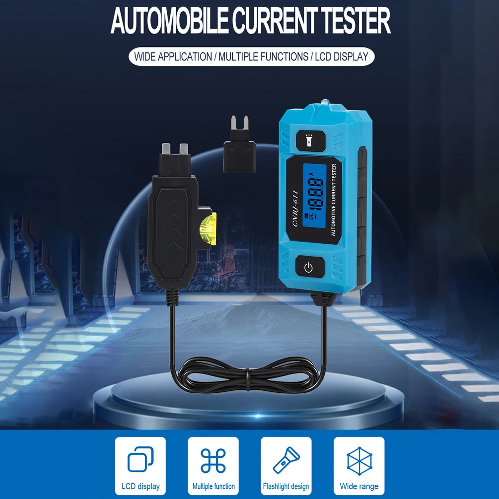 0.01A~19.99A Automotive Fuse Circuit Tester with LCD display 12V Car Circuit Tester 20A/48V Fuses Tester Excluding batteries