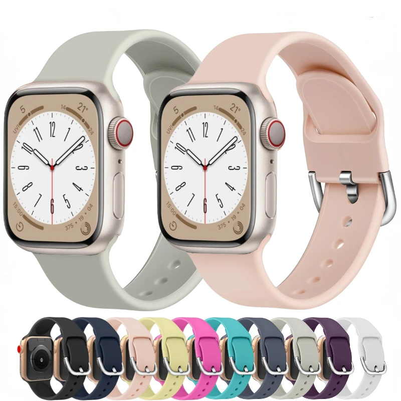 Nieuwe Siliconen Band Voor Apple Watch Ultra/2 49Mm 10 42Mm 46Mm 9 8 7 6 5 4 Se 45Mm 41Mm 40Mm 44Mm Band Armband Iwatch 3 38Mm 42Mm