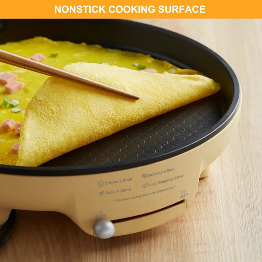 شواية داخلية كهربائية بدون دخان مقاس 11.8 بوصة 1500 وات مع درجة حرارة قابلة للتعديل، صانع كيساديلا مقلاة غير لاصقة للإفطار والغداء والعشاء