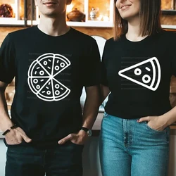 New Couple T-shirt Pizza Slice Print Clothes Lovers Valentine's Tee Funny Fashion Men Women Loose Tshirt Couple Matching Shirts