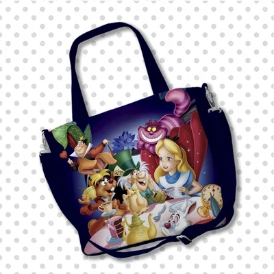 Disney Alice in Wonderland 8841 Anime Shoulder Bags Customized Cartoon Shopping Bag Casual Tote Storage Handbag Gift