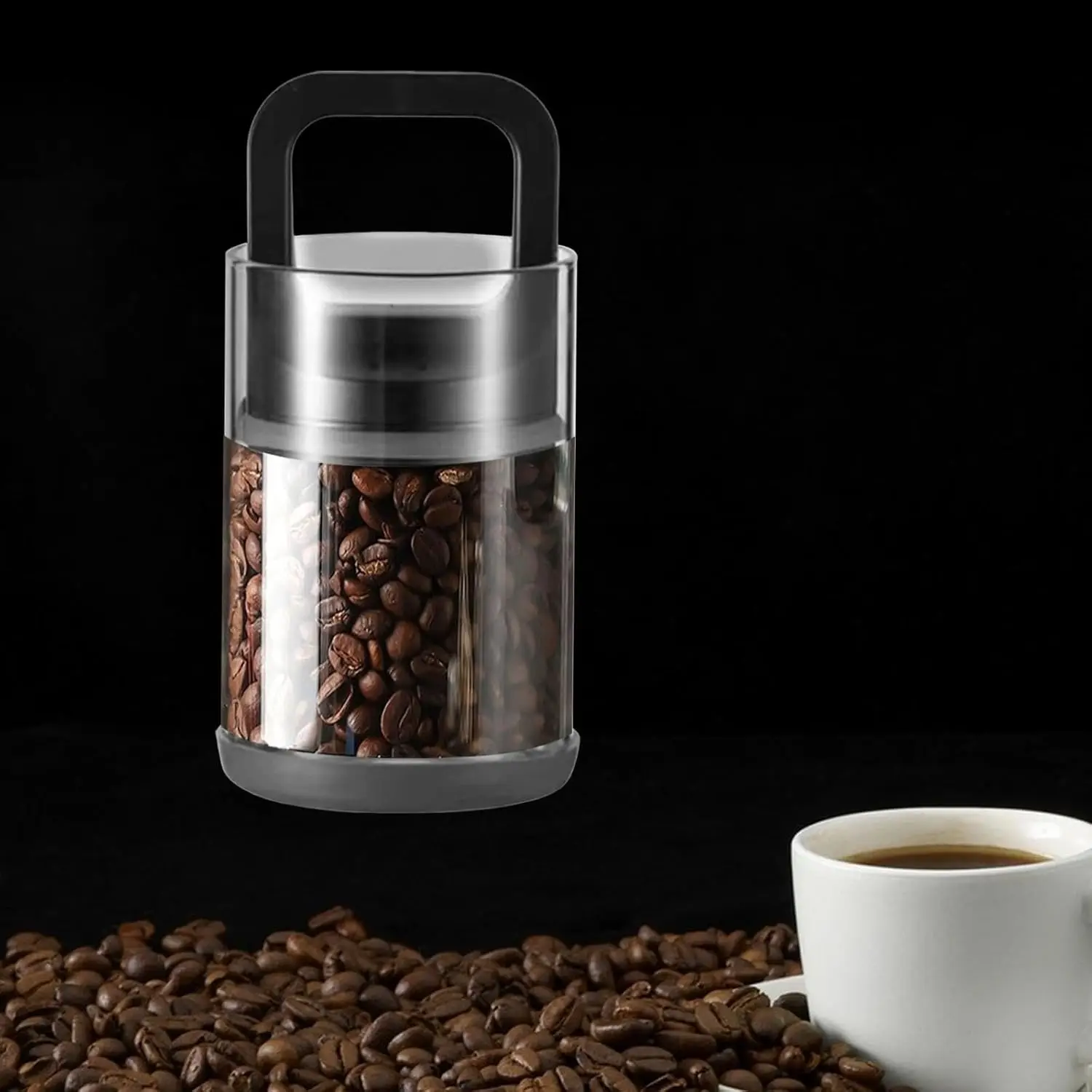 Vacuum  Jar Coffee Container Nuts Kitchen Grain  Food Container Vacuum Coffee Jar Nordic Glass Coffee  Tank, 10cmx15cm