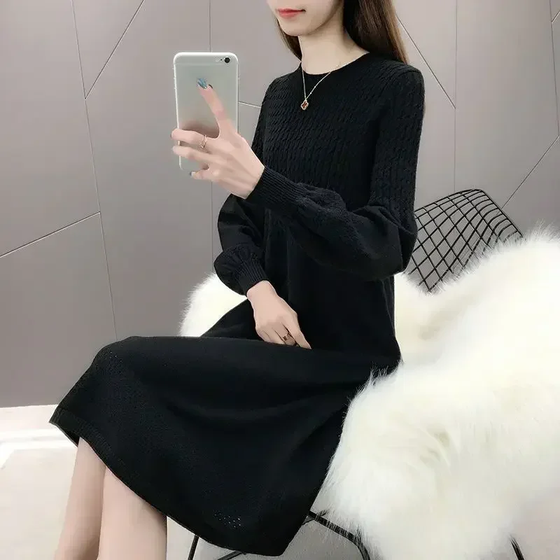 Trendy New In Female Knit Dress Chic and Elegant Pretty Y2k Full Sleeve On Promotion Aesthetic Sales X G Women\'s Crochet Dresses