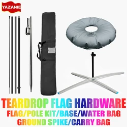 Teardrop Flag Pole kit and Base Ground Stake 6.6FT 8FT 11FT 13FT Advertising Swooper Beach Flag Pole Set Cross Base Weight Bag