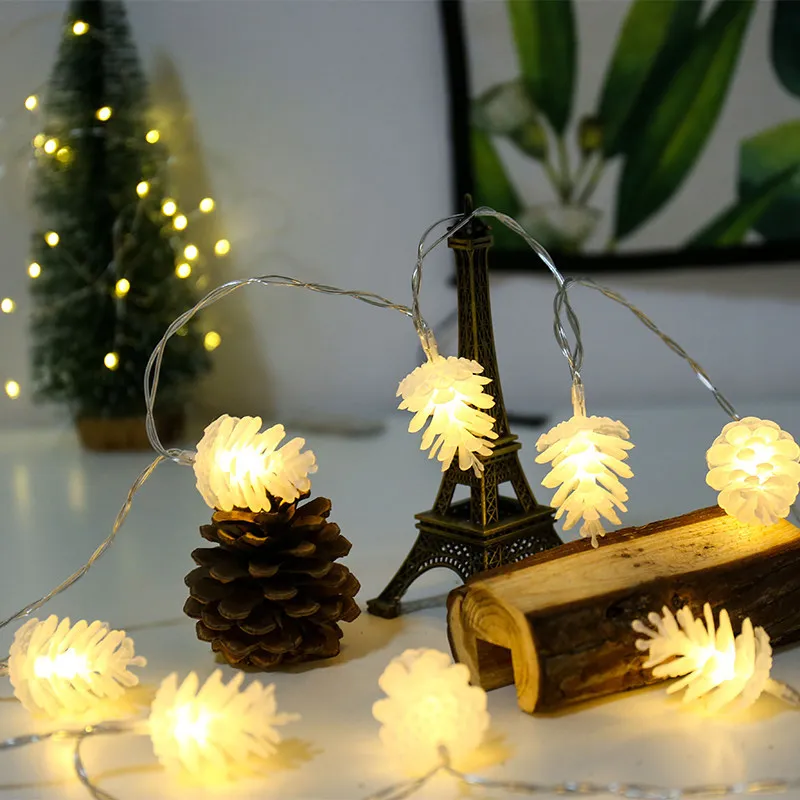 LED Simulation Pinecone Battery Lamp String Modeling Lamp Christmas Lighting Festival Decoration Atmosphere Color Lamp