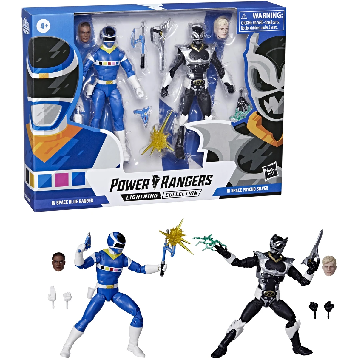 Hasbro Power Rangers Lightning Collection in Space Blue Ranger Vs. Silver Psycho Ranger 2-Pack 6-Inch Action Figure Toys F2047