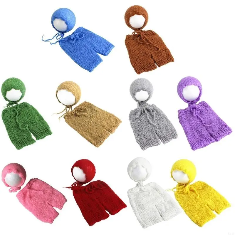 54DF костюм для детской фотографии, одежда, вязаные штаны, шапка, наряд для фотосессии новорожденных, одежда для фотосессии для