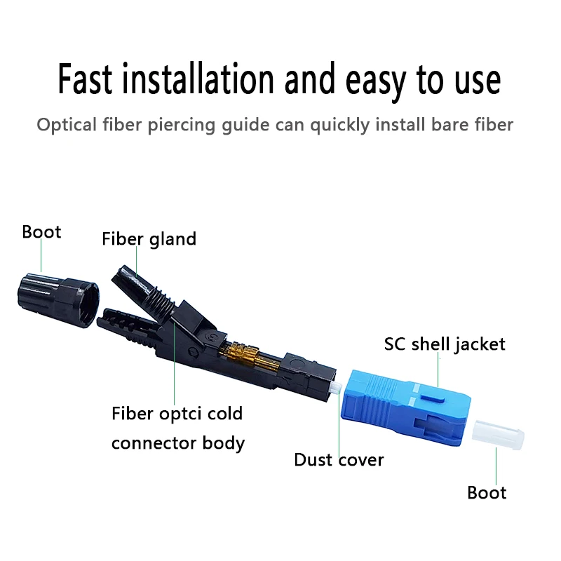 FTTH connettore rapido in fibra ottica integrato SC APC adattatore in fibra ottica monomodale SC UPC connessione a freddo assemblaggio rapido sul