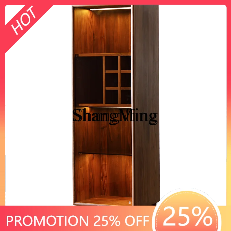 

ZYY exquisite black walnut wine cabinet, all solid wood display cabinet, living room household small apartment storage locker