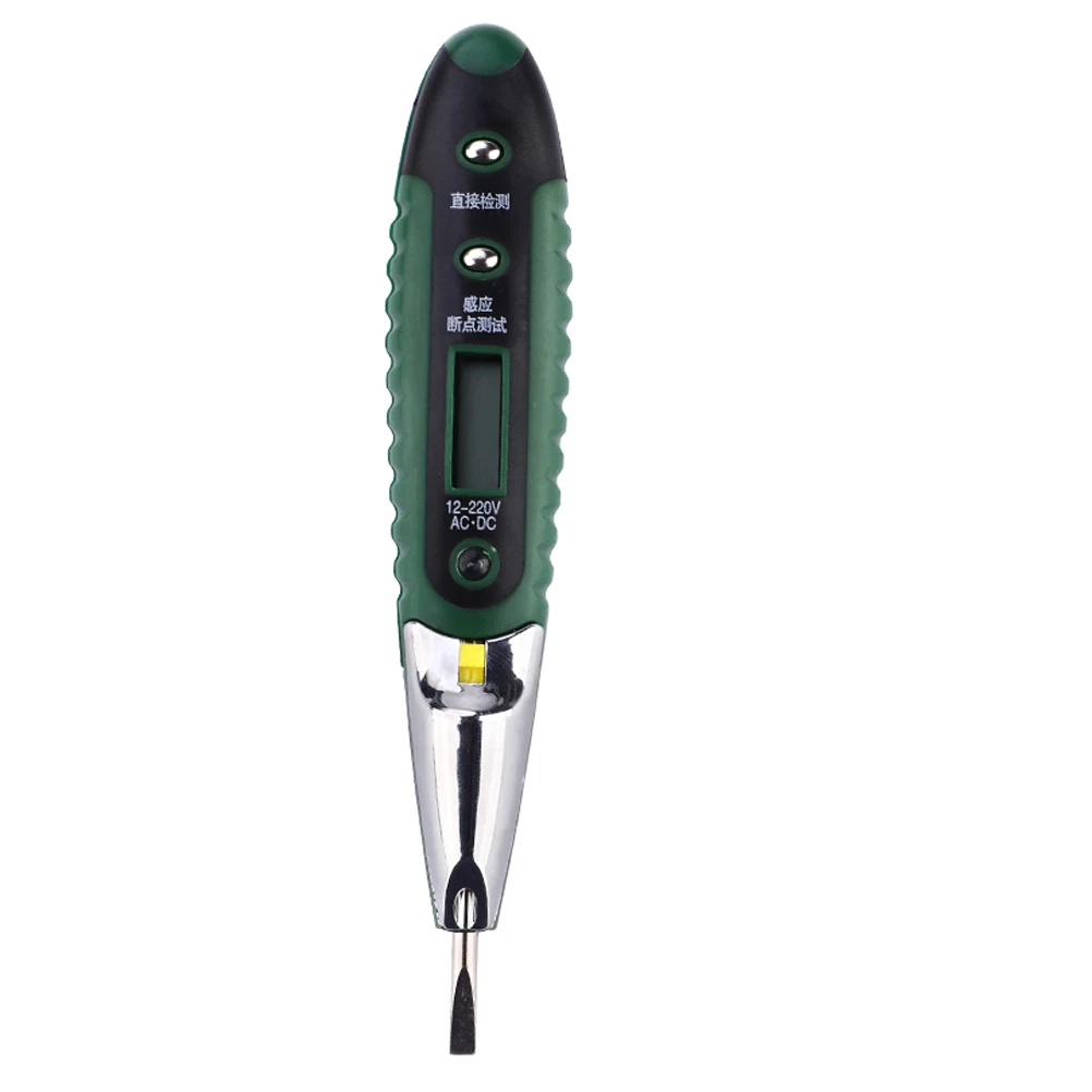 

Digital Voltage Tester Pen Sturdy Metal Head Plastic Meter Clear Screen Premium Material Indirect Current Detection Voltage