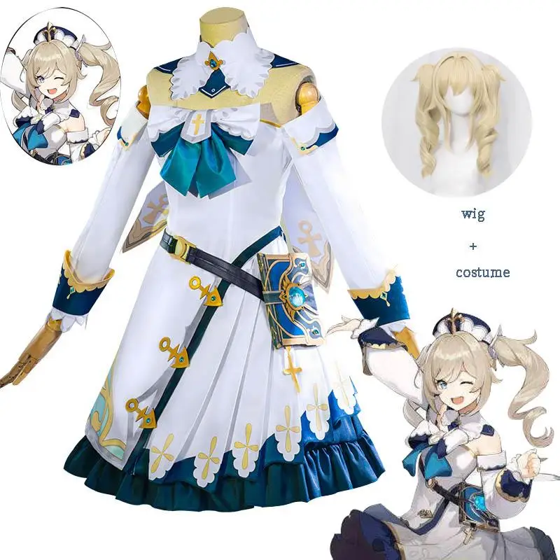 Genshin Impact-vestidos de princesa Barbie para mujer, disfraces de Cosplay, ropa de mucama Lolita, peluca de juego de rol para fiesta de Halloween