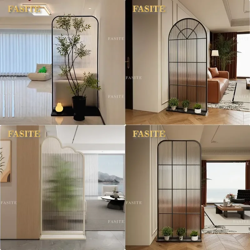 For Nordic Light Luxury Changhong Glass Screen Partition Living Room Entrance Bedroom Free Punching Modern Simple Movable
