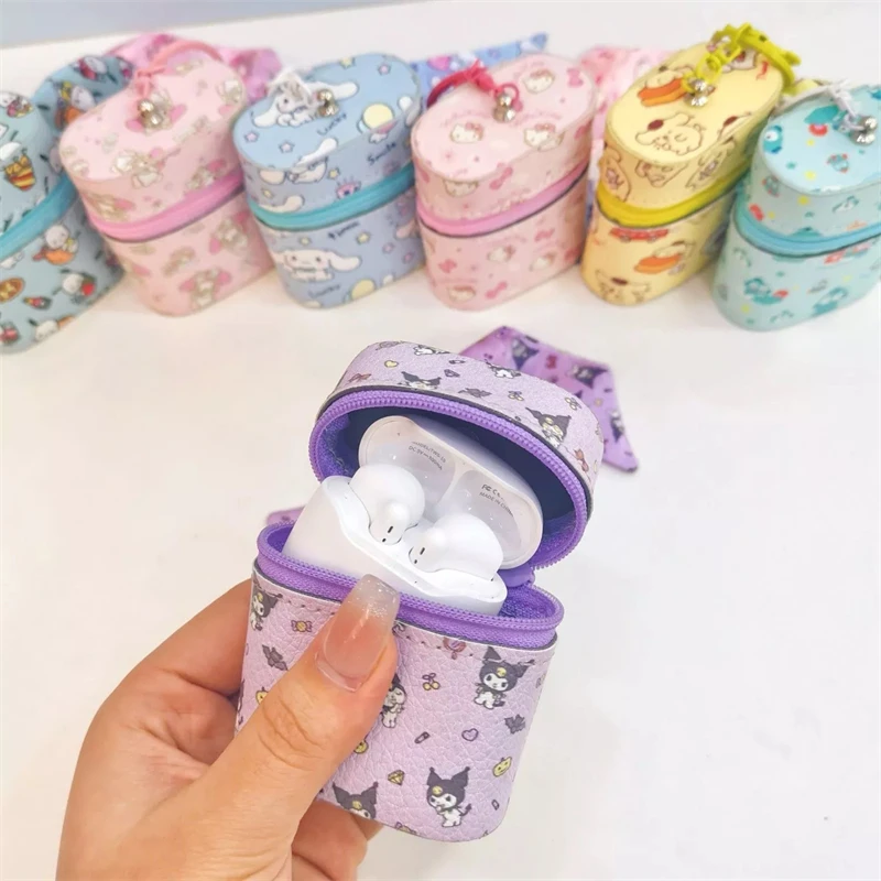 

Sanrio Hello Kitty Headphone Bag Cute Cartoon My Melody Cinnamoroll Kuromi Cosmetic Bag Fashion Coin Purse Girl&Child Gifts