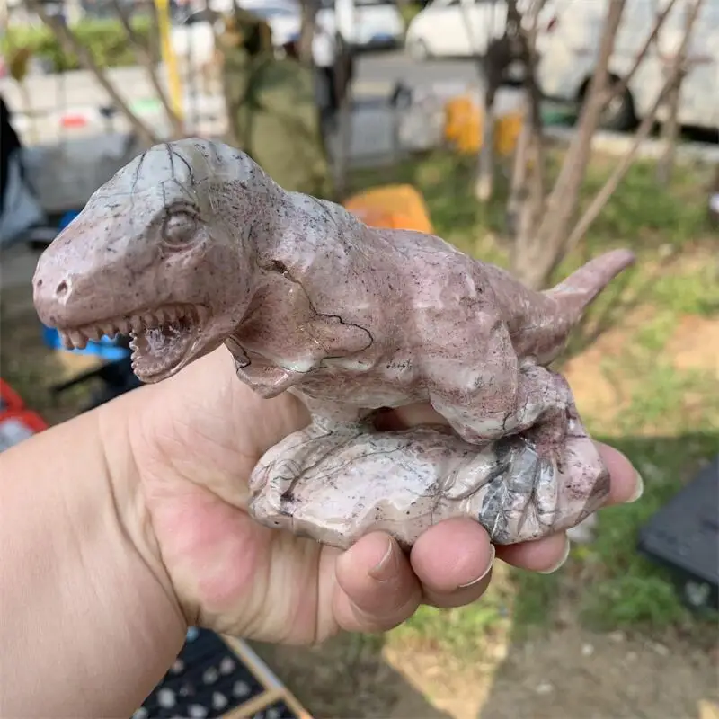 

Natural Lushan Jade Dinosaur Carving Wicca Decor Carved Figurine Healing Quartz Halloween Gift 1pcs